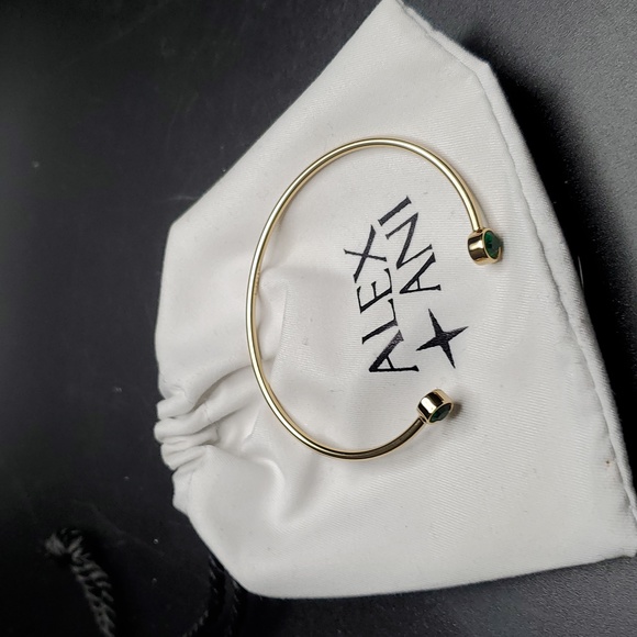 Alex + Ani Flex Cuff Bracelet, Emerald-Shiny Gold - Picture 1 of 2